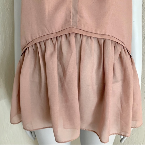 KIMCHI BLUE Sugar Plum Cami Peplum Top Silky Sheer Blush Pink Mauve Size Small - Picture 7 of 15